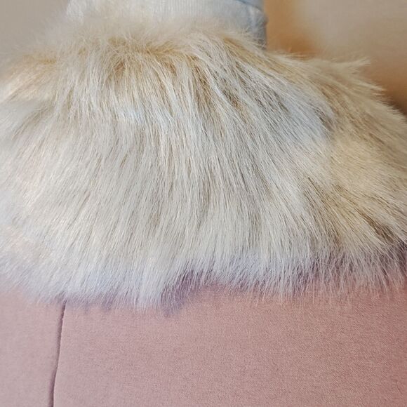 New London Fog Jacket Women's M Pink Rose Megan Coat Faux Fur Collar Zip Closure - Picture 7 of 14